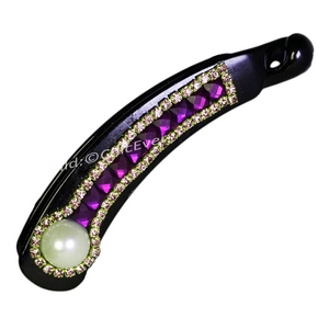 Haarspange Bananenspange Strass & Acryl Haarschmuck lila gold schwarz 7533f